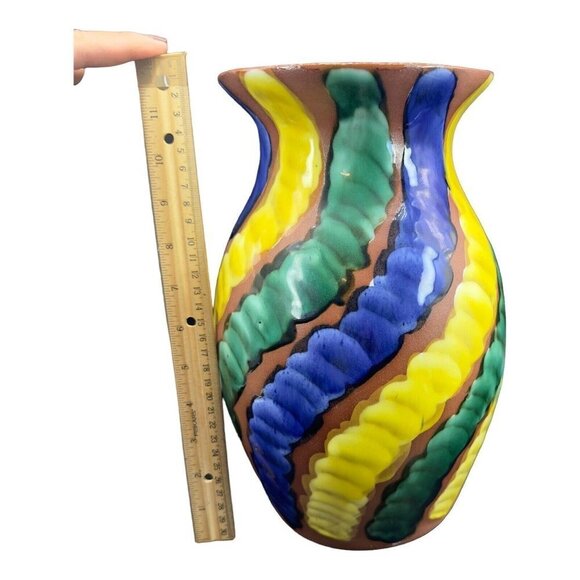 Large Talavera Tonala Vase Vessel Multicolor Pottery Signed F Guerrero G Mexico - Picture 3 of 15